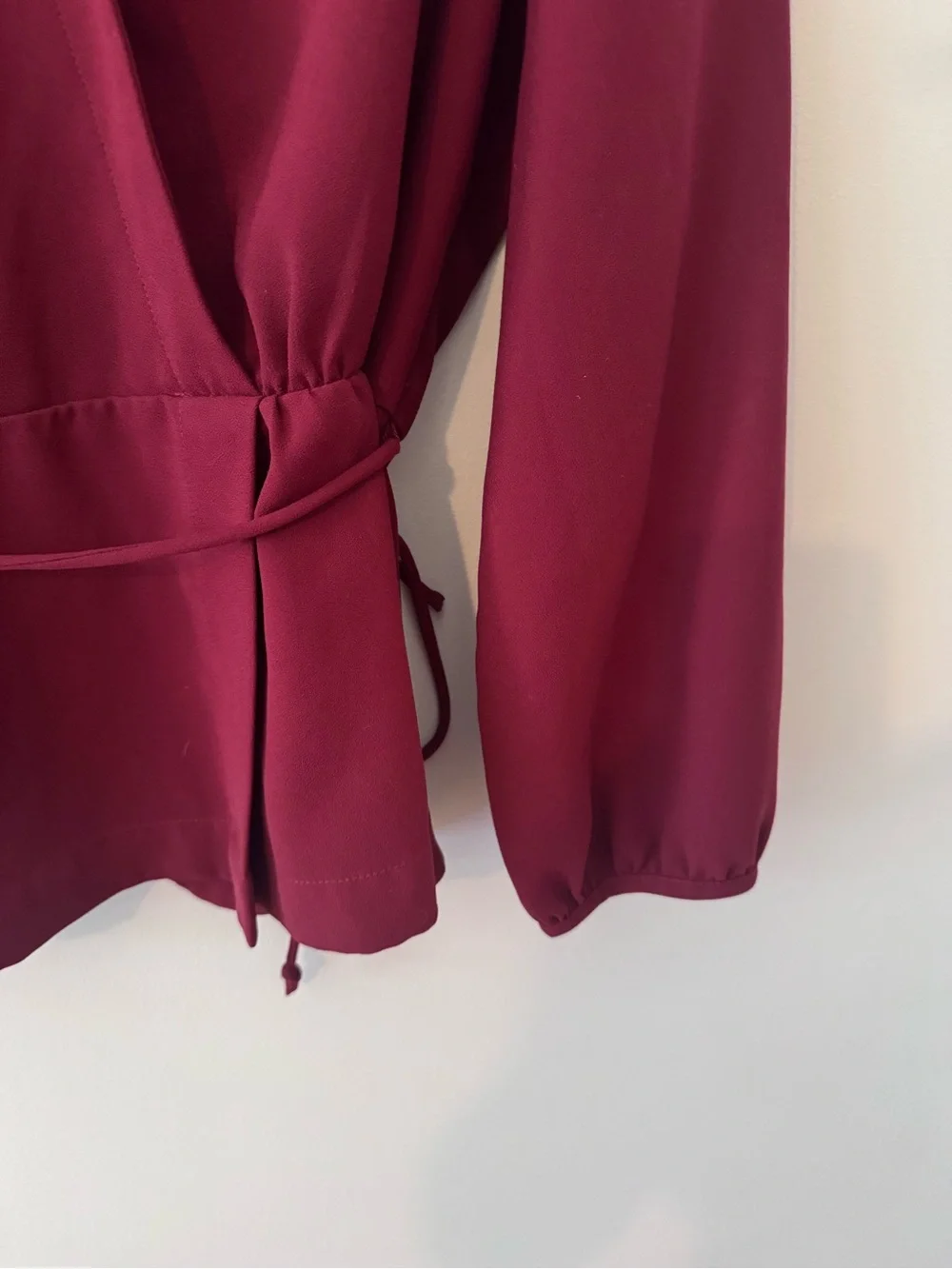 J. Crew Burgundy Wrap-Style Long Sleeve Top